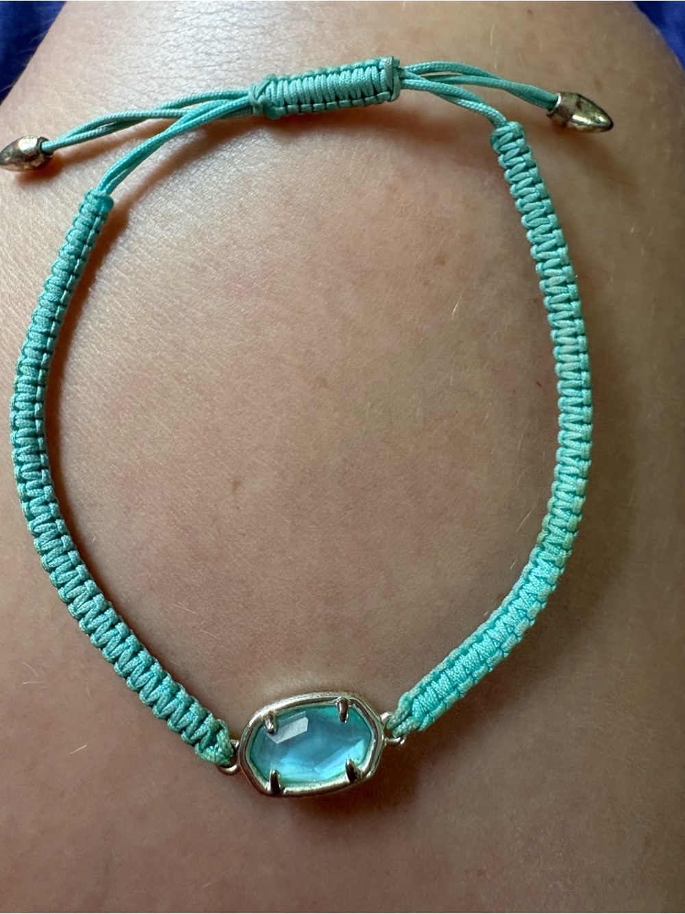 Kendra Scott Turquoise Macramé Bracelet with Blue Stone